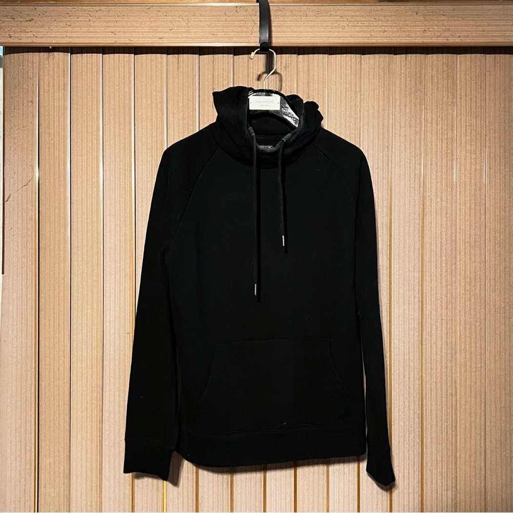 Express High Neck Black Drawstring Hoodie - Long Fit Men’s Medium